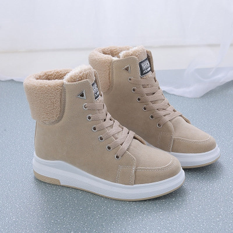 Women Shoes Fashion Botas Mujer 2021 Winter Warm Ankle Short Boots Female Footwear Lace Up Flat Platform Casual Ladies Shoes New