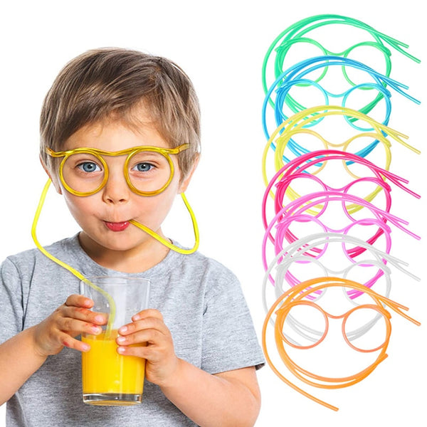 Straw Glasses Funny Soft PVC Glasses Flexible Drinking Straws Kids Party Supplies Bar Supplies Accessories Creativity Toy