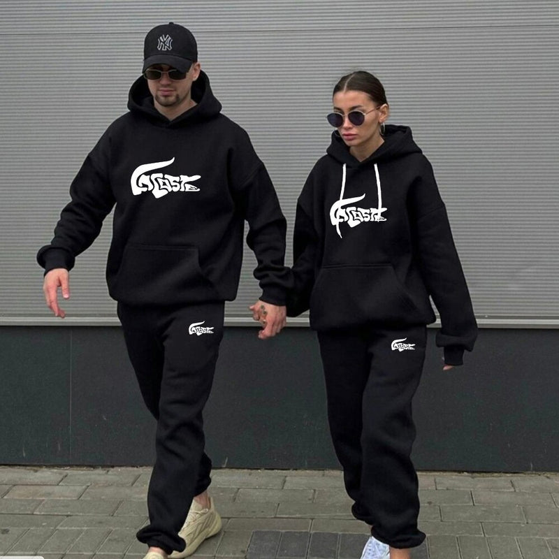 Women Men Animal Printed Hoodie Tracksuits Fleece Hoodies and Pants Set Pullover Hoody Sweatshirt Sport Brand Clothing