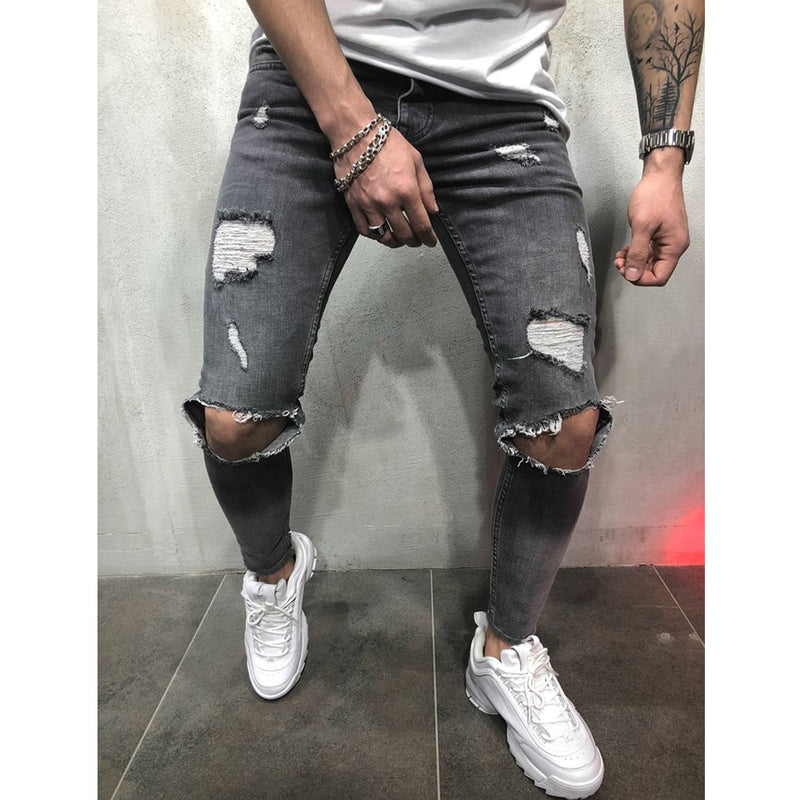 Jeans For Men Fashion Skinny Ripped Denim Trousers Biker High Quality Male Slim Casual Men&