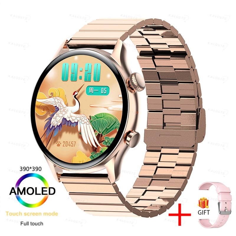 2022 NFC Smartwatch Women AMOLED HD Screen Always Display The Time Bluetooth Call IP68 Waterproof Smart Watch For Samsung Huawei