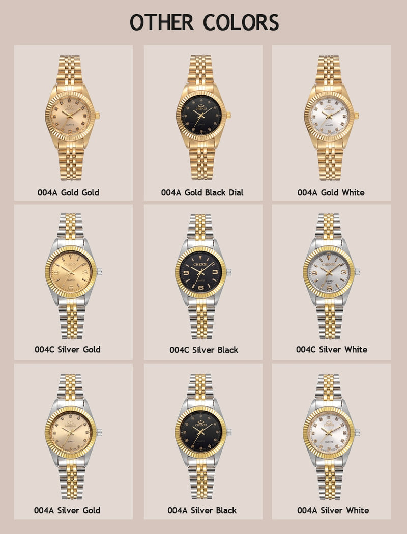 CHENXI Women Quartz Watch Golden &amp; Silver Classic Female Elegant Clock Watches Luxury Gift Ladies Waterproof Wristwatch