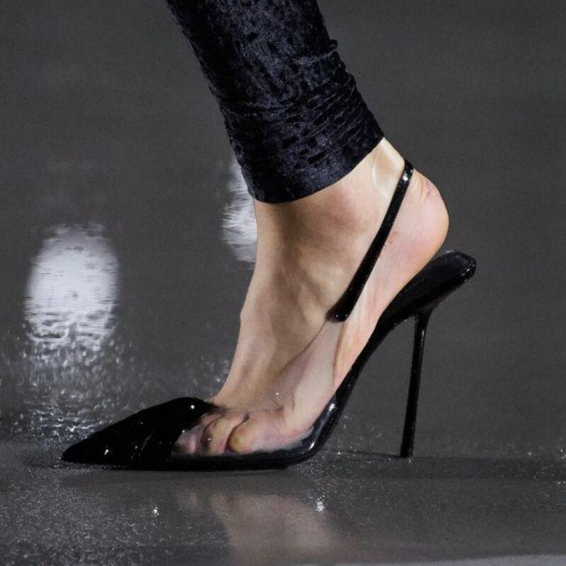 New Women Super High Shoes Pumps Thin Heels Pointed Toe Black Fashion Handmade Women Sandals Free Shipping Women Shoes