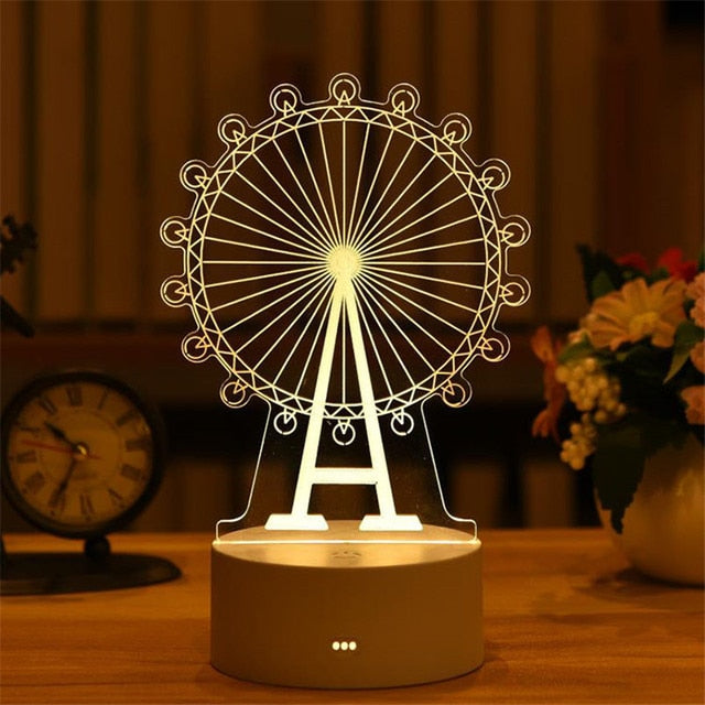 Romantic Love 3D Acrylic Led Lamp for Home Children&#39;s Night Light Table Lamp Birthday Party Decor Valentine&#39;s Day Bedside Lamp