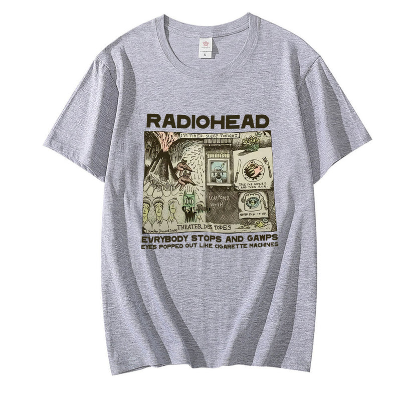 Radiohead T Shirt Men Fashion Summer Cotton T-shirts Kids Hip Hop Tops Arctic Monkeys Tees Women Tops Rock Boy Camisetas Hombre