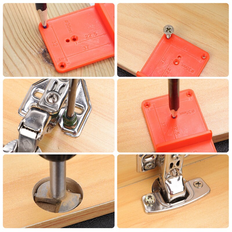 35/40mm Punch Hinge Drill Hole Opener Locator Guide Drill Bit Hole Tools Door Cabinets DIY Template for Woodworking Hand Tools