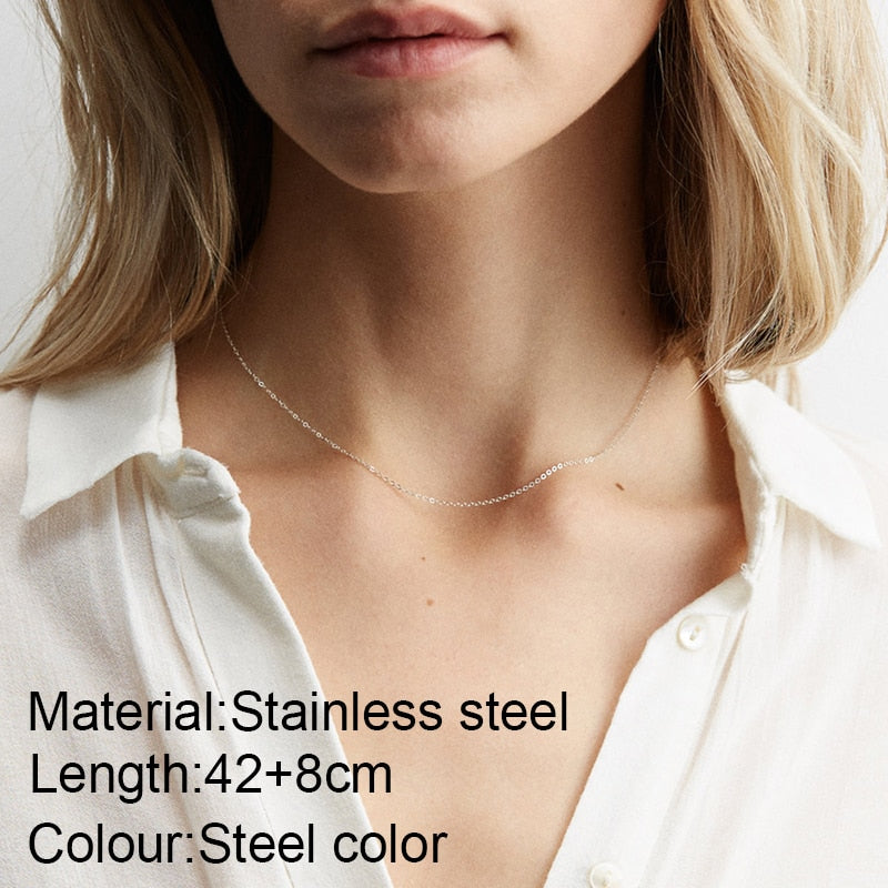 Chains Necklace for Women Stainless Steel Link Woman&