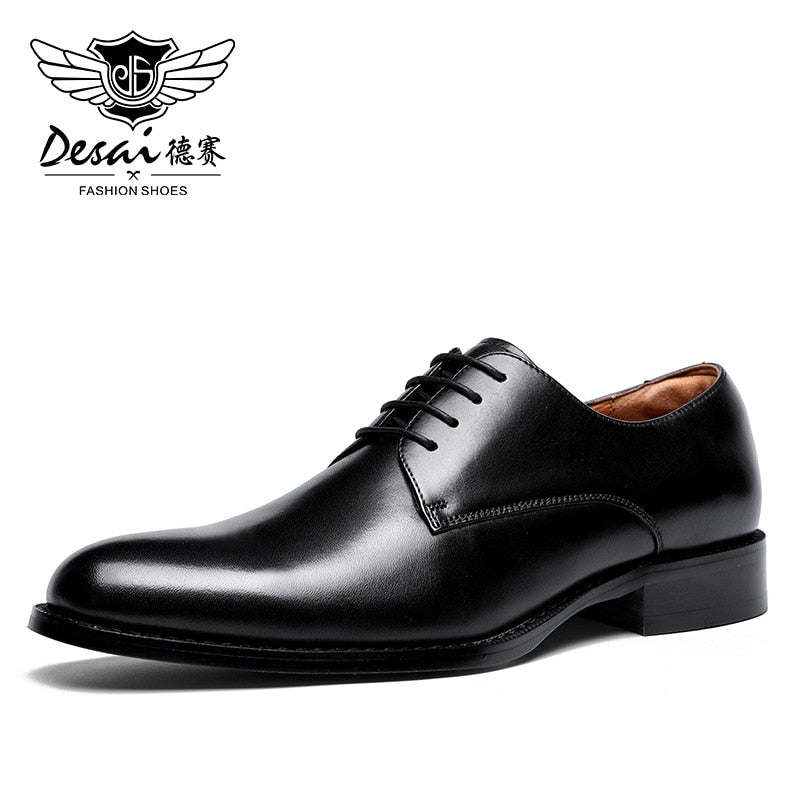 DESAI Oxford Mens Dress Shoes Formal Business Lace-up Full Grain Leather Minimalist Shoes for Men