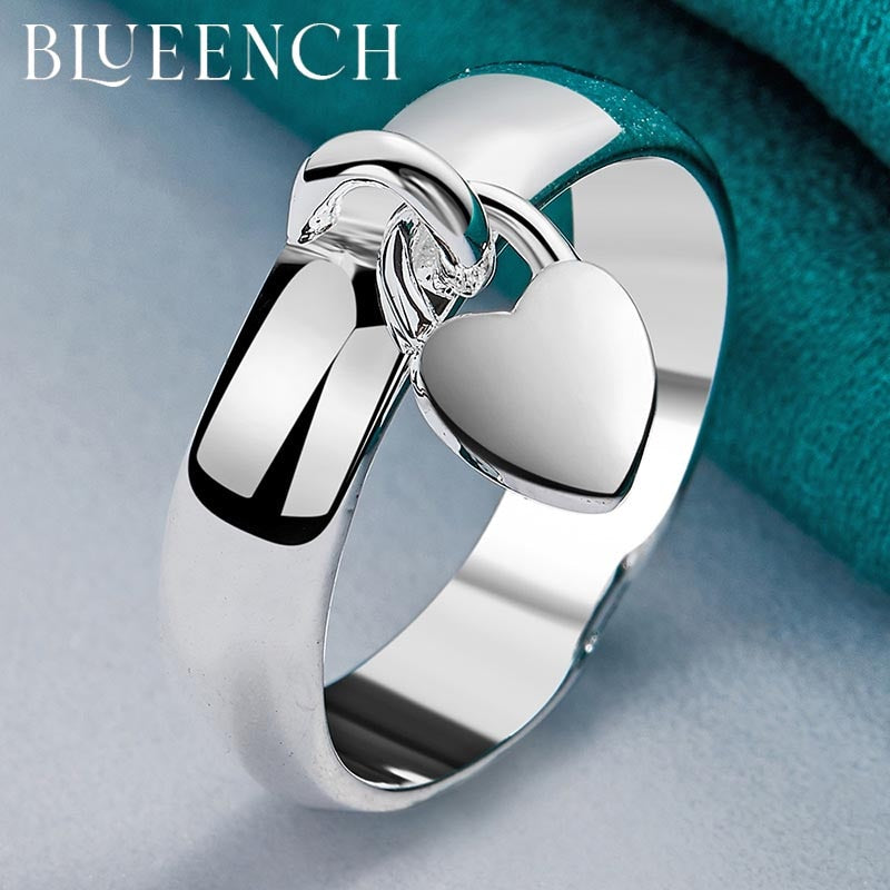 Blueench 925 Sterling Silver Love Pendant Ring For Women Proposal Wedding Party Romantic Fashion Temperament Jewelry