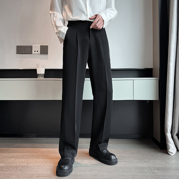 New Men Suit Pants Solid Full Baggy Casual Wide Leg Trousers Khaki Black White Straight Bottoms Streetwear Oversize Clothing 5XL