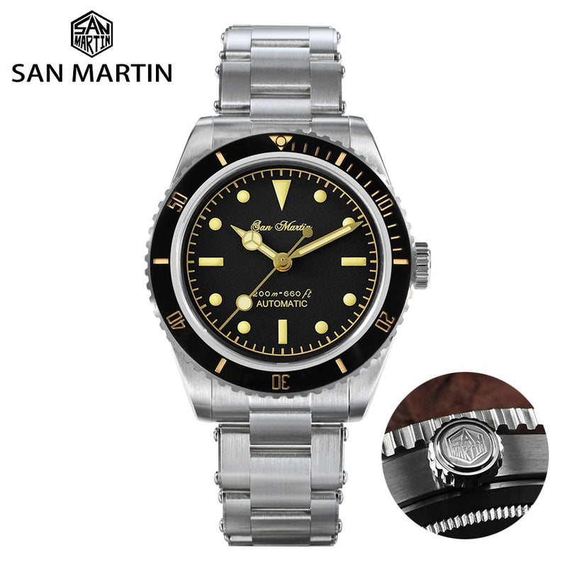 San Martin Men Watches 38mm Diver 6200 Retro Water Ghost Luxury Sapphire NH35 Automatic Mechanical Vintage Watch 20Bar Luminous