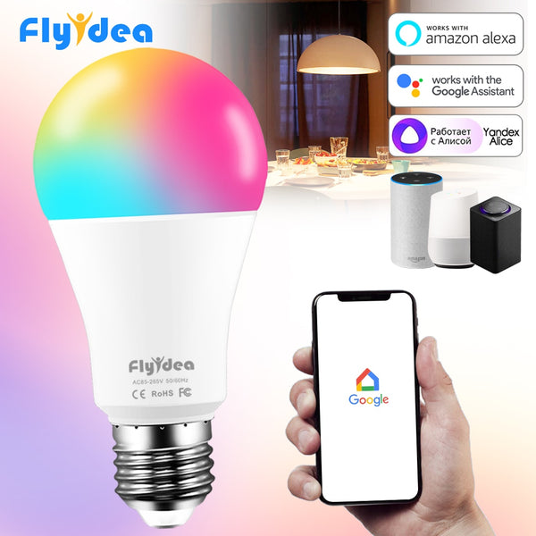 15W Smart Bulb E27 B22 RGB WiFi LED Holiday Magic Lamp Dimmable Light AC 110V 220V Yandex Alice Alexa Google Home Voice Control