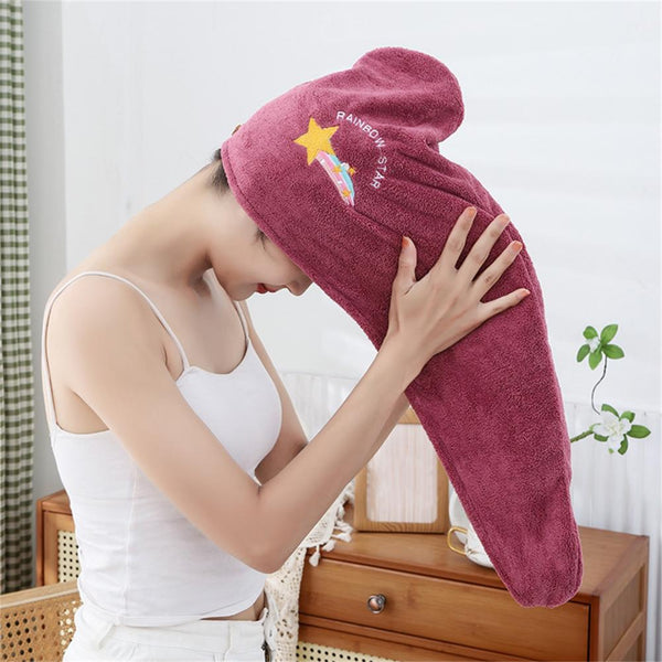 Hair Towel Super Absorbent Soft Coral Fleece Adults Women Cartoon Microfiber Towel for Household