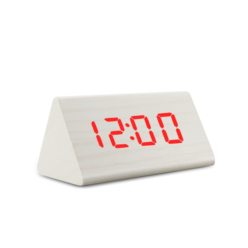 Digital Clock LED Wooden Alarm Clock Table Sound Control Electronic Clocks Desktop USB/AAA Powered Desperadoes Home Table Decor