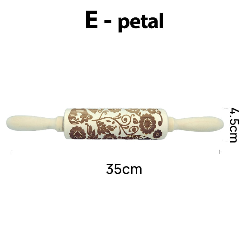 Christmas Embossing Rolling Pins With Patterns Wooden Roller Baking Embossed Cookies kitchen tools elk Snowflak