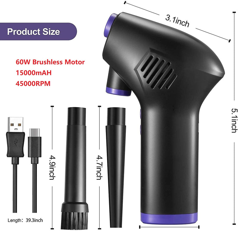 Compressed Air Duster For Computer Keyboard PC Car Clean 51000 RPM USB Charging Portable Electric  Dedusting Wireless Air Blower