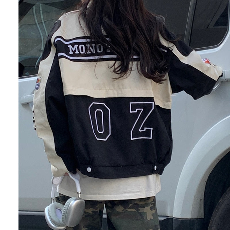 Fashion Embroidery Oversize Baseball Jacket Women 2022 Vintage Women&