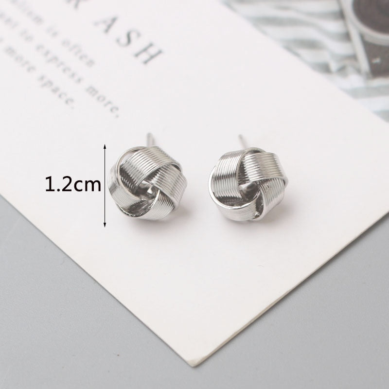 Tiny Metal Stud Earrings for Women Gold Color Twist Round Earrings Small Unusual Earrings boucles d&