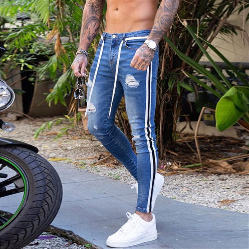 Jeans For Men Fashion Skinny Ripped Denim Trousers Biker High Quality Male Slim Casual Men&