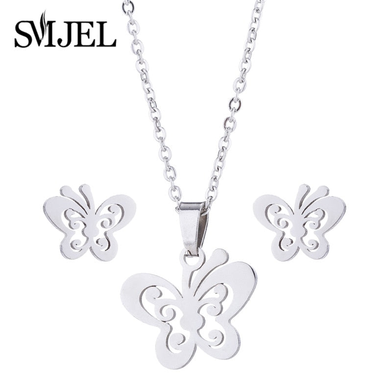 SMJEL Stainless Steel Necklaces for Women Jewelry Mini Animal Rabbit Necklace Heart Beat Dog Paw Print Collier Femme Wholesale