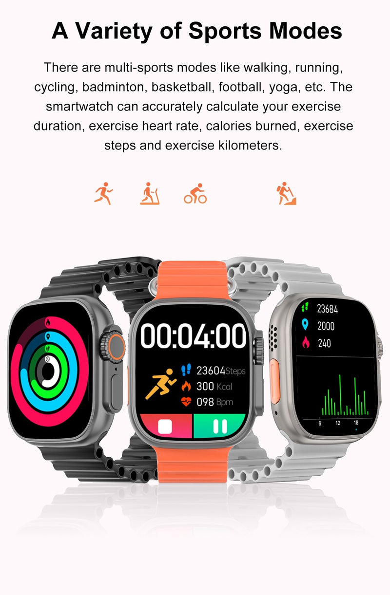 49mm Smart Watch Ultra Series 8 Titanium Alloy 1:1 Case Men Women Sport Smartwatch Bluetooth Call Heart Rate Temperature Measure