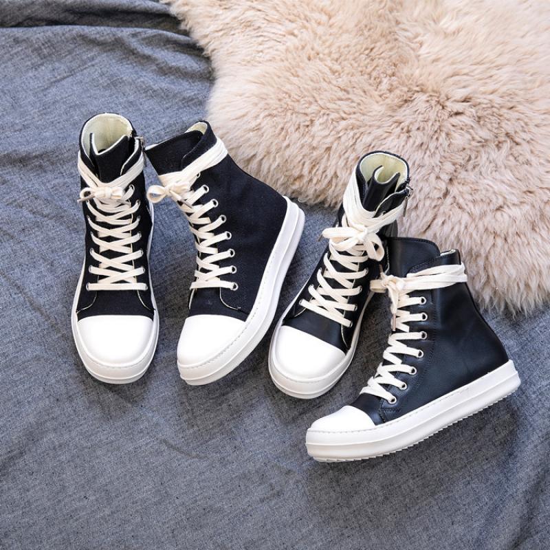 2021 Fashion Women Black Sneakers 44 Chaussure Femme Women Sneakers Zipper Canvas Casual Shoes Woman Spring Ladies Shoe