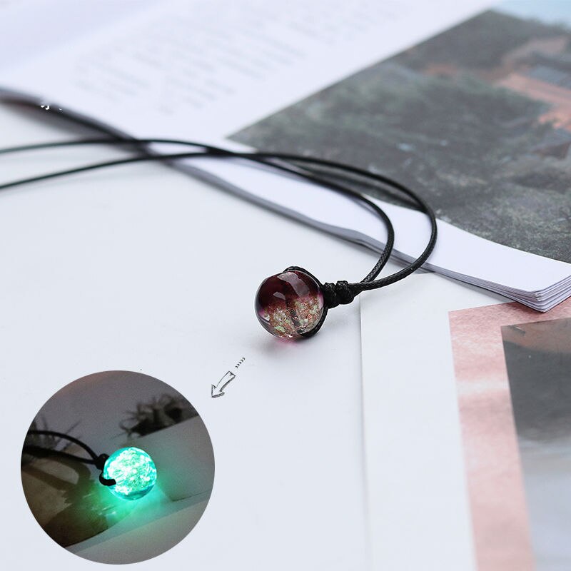 New Simple Luminous Beads Necklace Glowing Night Round Star Heart Pendant Glow In The Dark Necklace for Men Women Hallowen Gifts