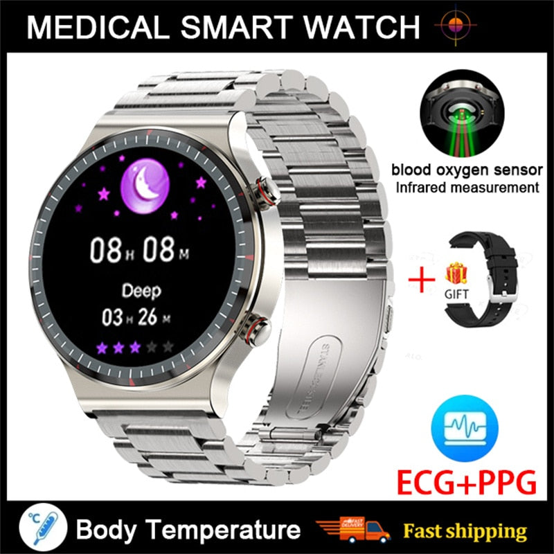 NEW Medical Grade Health Monitoring PPG + ECG Men Women Smart Watch Men Heart Rate Blood Oxygen Monitor Fitness Sport Smartwatch