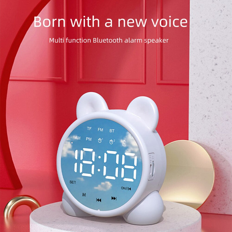Wireless Bluetooth Speaker FM Radio Sound Box Desktop Alarm Clock Subwoofer Music Player TF Card Mini Speaker Box For All Phone