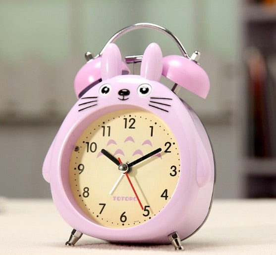 Cartoon Owl Mute Digital Wake Up Table Clock Cute Totoro Ring Bell Metal Bedroom Quartz Alarm Clock With Night Light