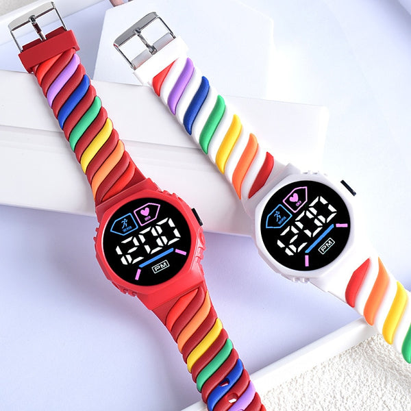 LED Digital Children Kids Watch Wristwatch for Boys Girls Waterproof Silicone Rainbow Kids Student Sport Electronic Watches