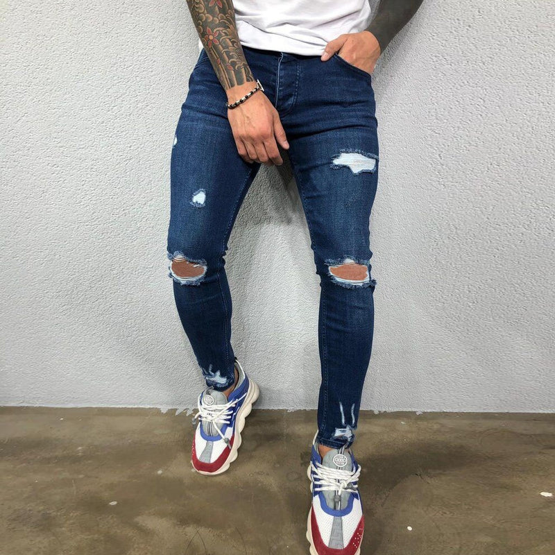 Jeans For Men Fashion Skinny Ripped Denim Trousers Biker High Quality Male Slim Casual Men&