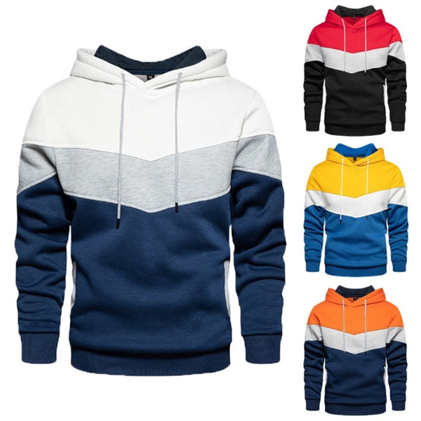 Men&#39;s Fleece Sweater Panel Hoodie Casual Sports Sweater Jacket