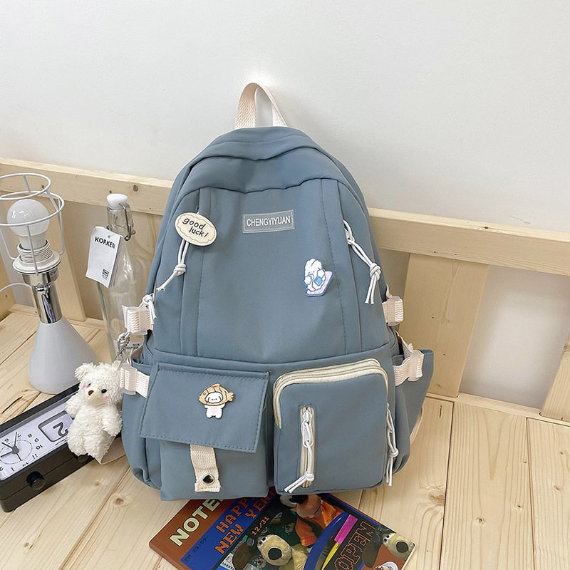 2022 New Trendy Korean Version Large-capacity School Bag Lightweight Simple Travel Backpack Teen Girls Many Pockets Backpacks