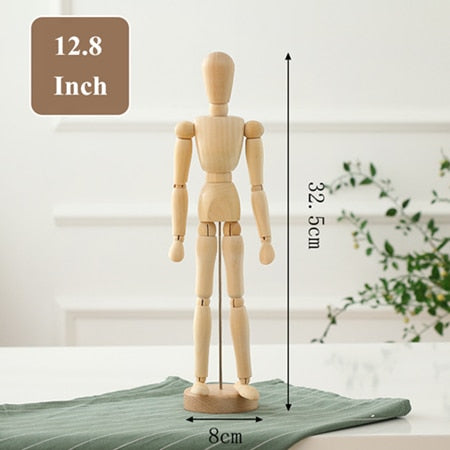 Wooden Hand Figurines Rotatable Joint Hand Model Wood Man Ornament Statue Human Model  Miniature Home Decoration