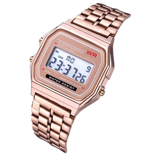 Steel Strap Watch Vintage LED Digital Sports Military Watches Electronic Wrist Band Clock Women Men Gift Wristwatch