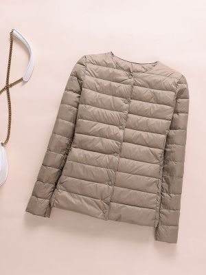 2021 New Winter Women Down Coat Ultralight Collarless Duck Down Jacket Portable Female Padded Parkas O-Neck Puffer Overcoat