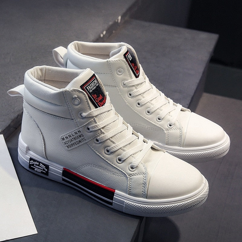 Brand Men High-Top Skateboard Shoes Leather Men&