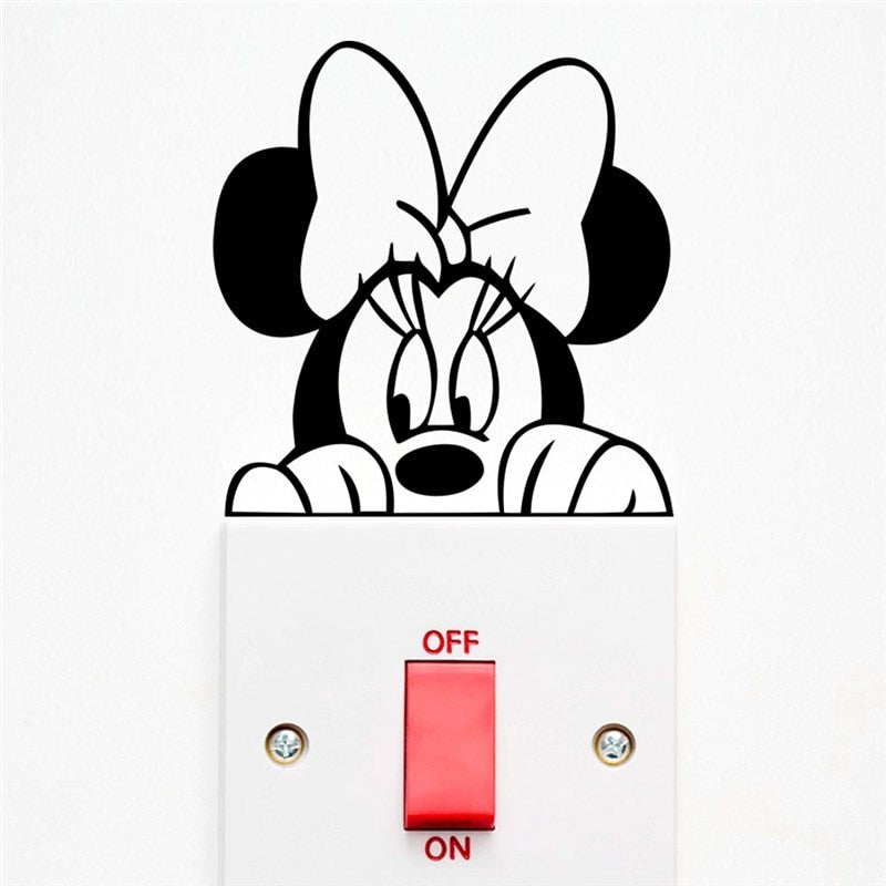 disney mickey minnie mouse switch stickers bedroom home decor accessories cartoon wall decals vinyl mural art diy wallpaper