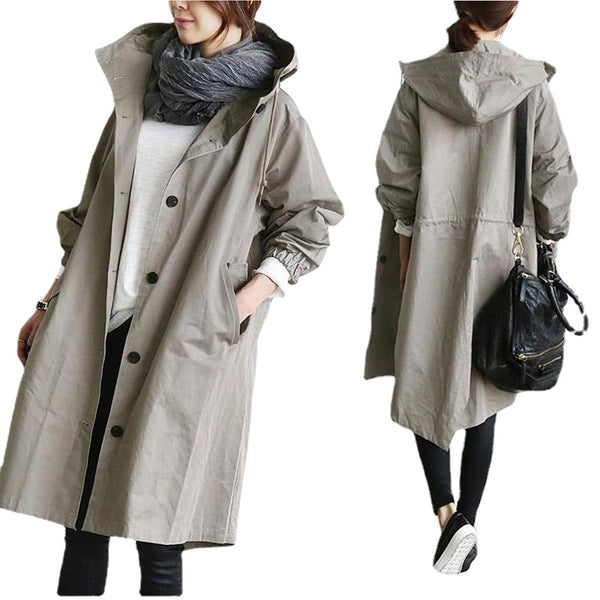 Long Coat Female Autumn Women&#39;s Trench Coat Long Sleeve Solid Pocket Casual Trench Autumn Clothes Korean Women Jacket