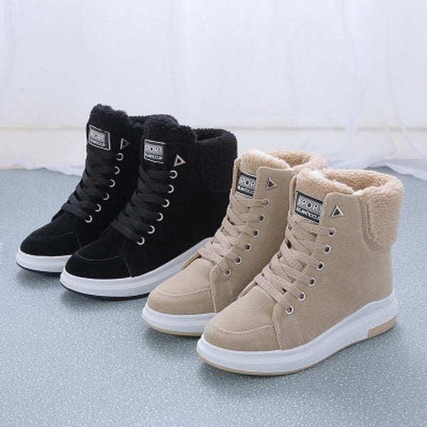 Women Shoes Fashion Botas Mujer 2021 Winter Warm Ankle Short Boots Female Footwear Lace Up Flat Platform Casual Ladies Shoes New