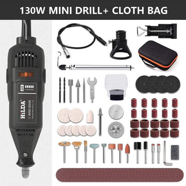 HILDA Electric Mini Drill Grinder Engraving Pen Mini Drill Electric Rotary Tool Grinding Machine Accessories