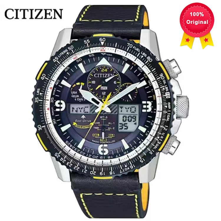 Original Citizen JY8078-01L Light-Powered Blue Angel II Radio-Controlled Watch Business Belt Men Watches 2020 Luxury