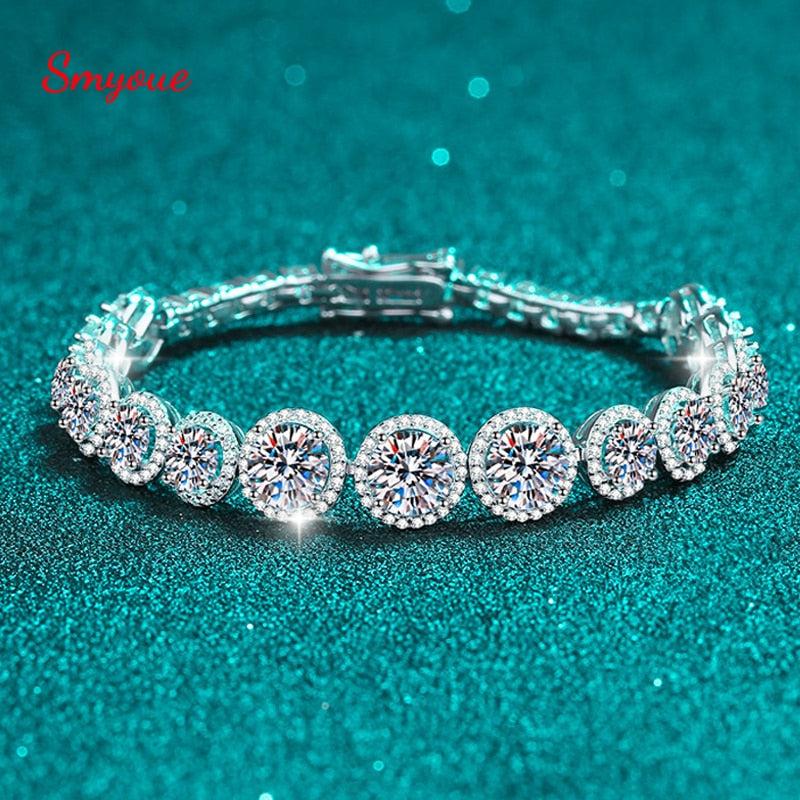 Smyoue 10.8CT Moissanite Tennis Bracelet for Women Sparkling Luxury Jewelry 925 Sterling Silver Chain Christmas Gift Bracelet