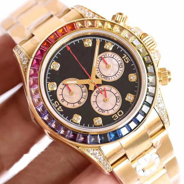 Sapphire Crystal Rose Gold Watch Luxury Automatic Mechanical 116599 RAINBOW Diamond Bezel Men&