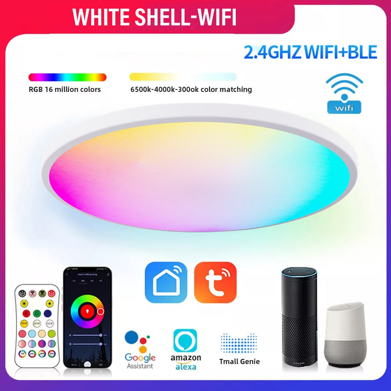Smart WIFI LED Round Ceiling Light RGBCW Dimmable TUYA APP Compatible with Alexa Google Home Bedroom Living Room Ambient Light