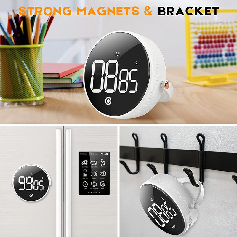 Magnetic Kitchen Timer LED Digital Timer Manual Countdown Timer Alarm Clock Cooking Shower Study Fitness Stopwatch Time Master