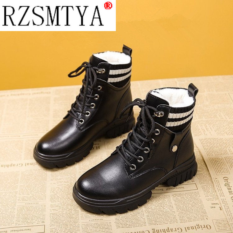 2020 Chunky Boots Women Ankle Boots Female Shoes Plush Warm Snow Booties Winter Fur Shoes Women Sneakers Botas De Mujer