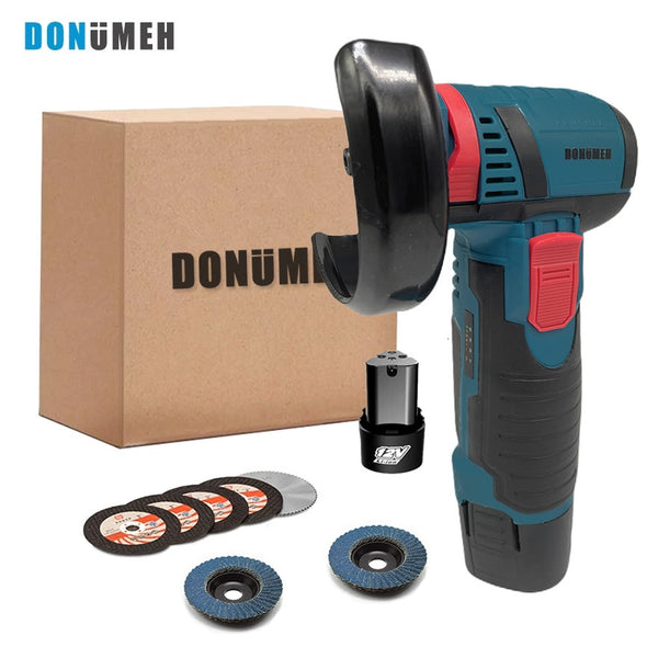 DONUMEH 12V Brushless Cordless Mini Angle Grinder Portable Grinding Metal Polishing Cutting Machine Lithium Battery Power Tool