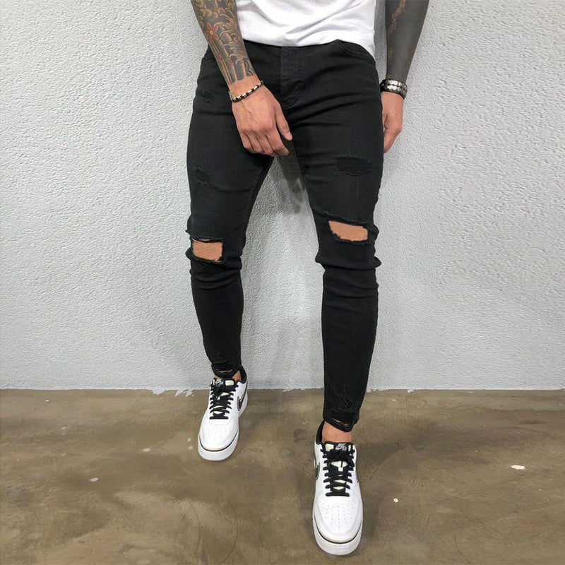 Jeans For Men Fashion Skinny Ripped Denim Trousers Biker High Quality Male Slim Casual Men&